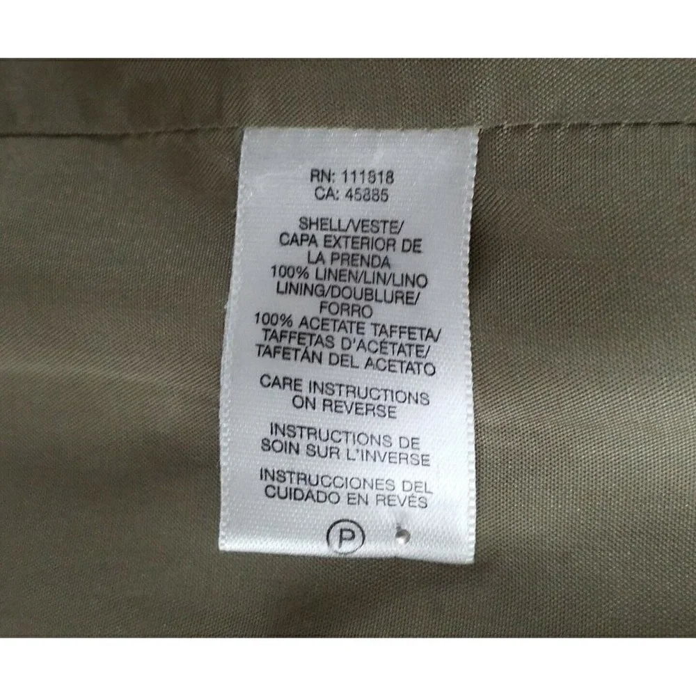 Michael Kors~Women's Size S/P~Beige/Black Linen Blazer Jacket 3/4 Sleeve Career.
